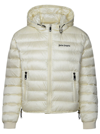 Shop Palm Angels Ivory Polyamide Down Jacket In Avorio