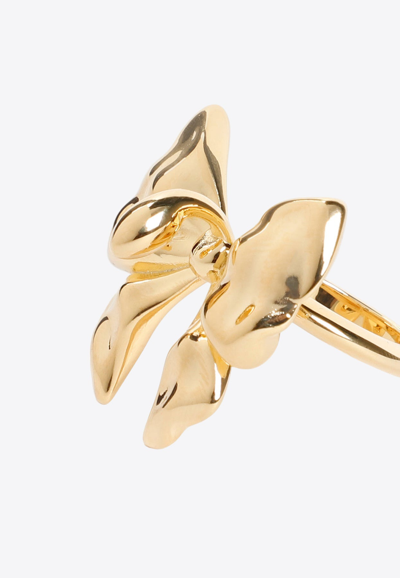 Shop Hugo Kreit Bow Logo-engraved Ring In Gold