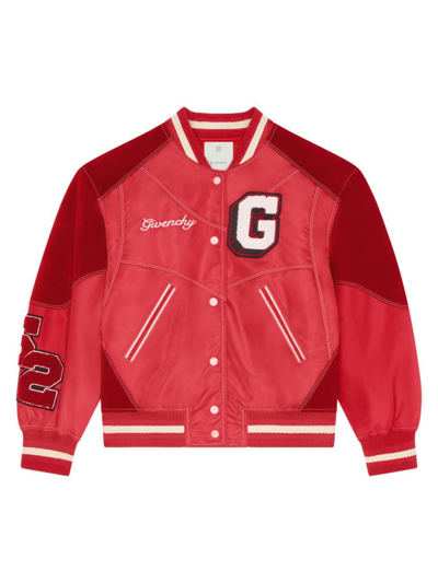 Shop Givenchy Women's College Bi-material Varsity Jacket In Red Cherry