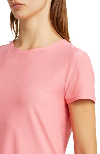 Shop Beyond Yoga On The Down Low T-shirt In Sun Kissed Coral Heather