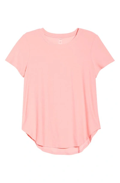 Shop Beyond Yoga On The Down Low T-shirt In Sun Kissed Coral Heather