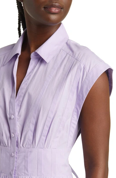 Du Paradis Short Sleeve Cotton Midi Shirtdress In Lilac