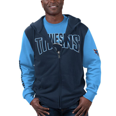 Shop G-iii Sports By Carl Banks Navy/light Blue Tennessee Titans T-shirt & Full-zip Hoodie Combo Set