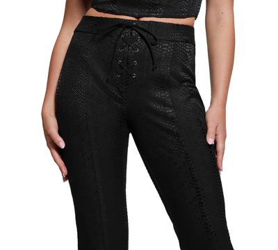 Shop Guess Women's Kiersten Snake-print Lace-up Pants In Jet Black A