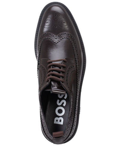 Shop Hugo Boss Men's Larry Wingtip Derby Dress Shoe In Dark Red