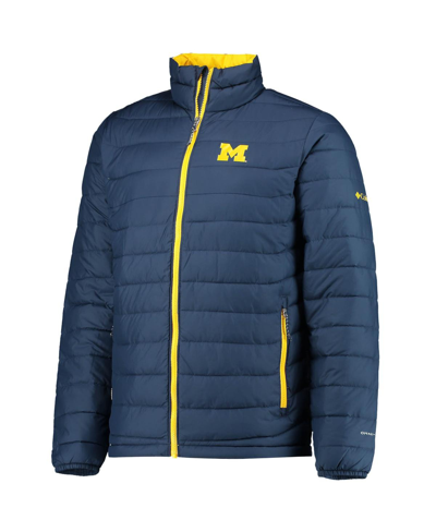 Shop Columbia Men's Navy Michigan Wolverines Powder Lite Omni-heat Reflective Full-zip Jacket