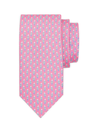 Shop Ferragamo Men's Fish Silk Tie In Pink
