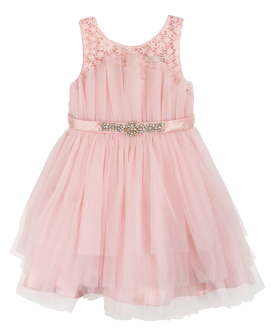 Rare Editions Toddler Girls Sleeveless Illusion And Mesh Party Dress In Blush