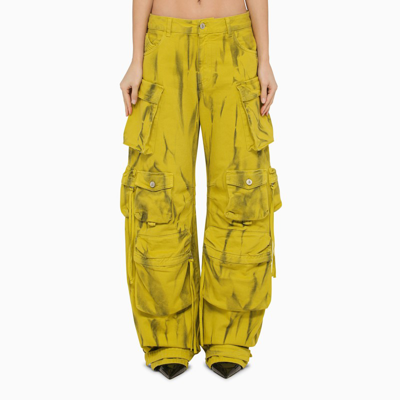 Attico Fern Wide-leg Cargo Jeans In Yellow