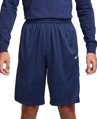 Shop Nike Men's Icon Dri-fit Moisture-wicking Basketball Shorts In Midnight Navy,midnight Navy,white