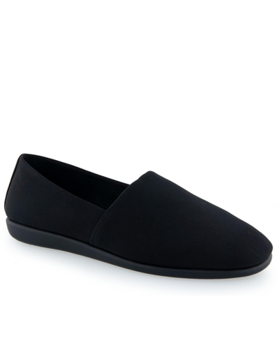 Shop Aerosoles Fabene Casual-smoking Slipper/loafer/moc In Black Stretch