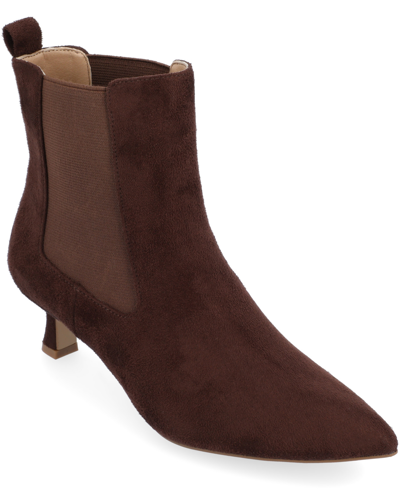 Shop Journee Collection Women's Tenlee Tru Comfort Foam Wide Width Kitten Heel Booties In Brown