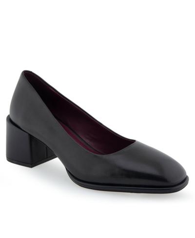 Shop Aerosoles Alae Dress-pump-mid Heel In Black Leather