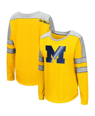 Shop Colosseum Women's  Maize Michigan Wolverines Trey Dolman Long Sleeve T-shirt