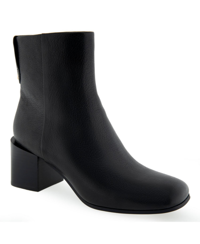 Shop Aerosoles Women's Ortona Midcalf Bootie Heel In Black Leather