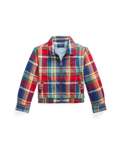 Shop Polo Ralph Lauren Toddler And Little Girls Cotton Madras Jacket In Blue,red Madras
