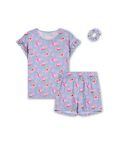 Shop Max & Olivia Girls Shorts Set With Scrunchie, 2 Pc. In Blue