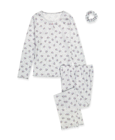 Shop Max & Olivia Girls Pajama Set With Scrunchie, 2 Pc. In Gray