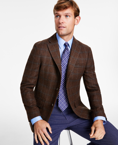 Shop Tommy Hilfiger Men's Modern-fit All Wool Sport Coats In Brown,blue