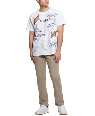 Shop Guess Men's Short Sleeve Crewneck Bird Print T-shirt In Pure White