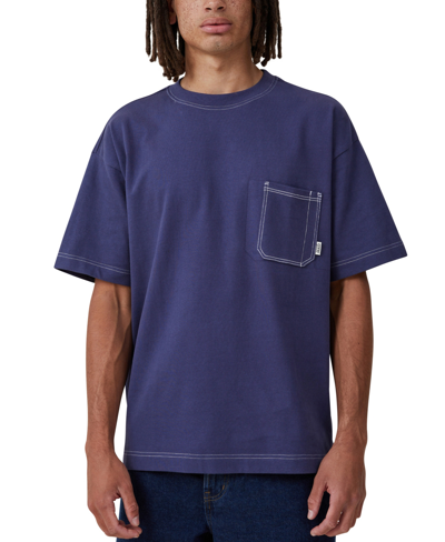 Shop Cotton On Men's Box Fit Pocket Crew Neck T-shirt In Indigo,civic Contrast