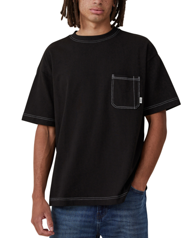 Shop Cotton On Men's Box Fit Pocket Crew Neck T-shirt In Black,civic Contrast