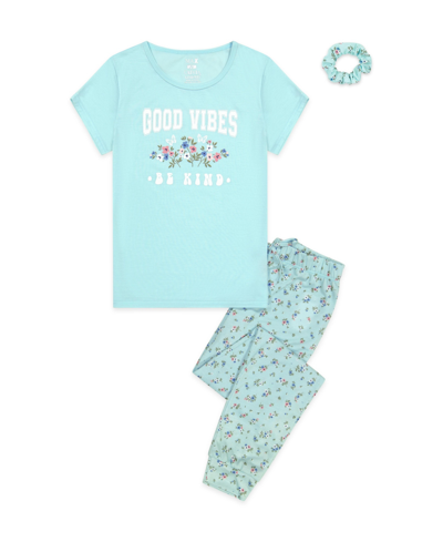 Shop Max & Olivia Girls Pajama Set With Scrunchie, 2 Pc. In Aqua