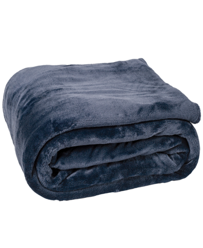 Shop Dream Theory Mega Colossal Oversized Ultra-soft Plush Velvet Family Blanket, 108" X 132" In Navy Blue
