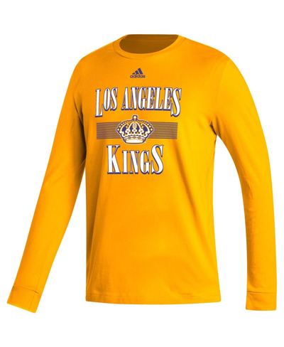 Shop Adidas Originals Men's Adidas Gold Los Angeles Kings Reverse Retro 2.0 Fresh Playmaker Long Sleeve T-shirt