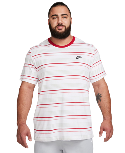 Shop Nike Men's Sportswear Striped Futura Logo T-shirt In White