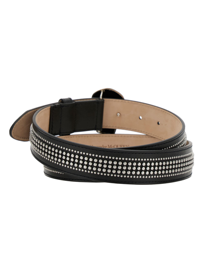 Shop Alexander Mcqueen Black Belt With Studs And Skull Buckle In Leather Man