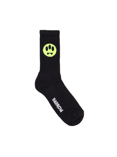 Shop Barrow Ribbed Socks With Logo In Nero/black