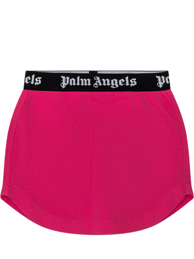 Shop Palm Angels Skirt With Logo In Fuchsia Bl