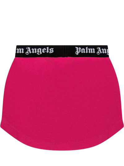 Shop Palm Angels Skirt With Logo In Fuchsia Bl