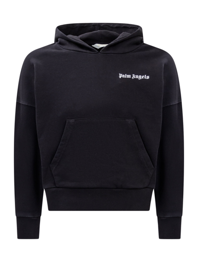 Shop Palm Angels Hoodie With Logo In Black White