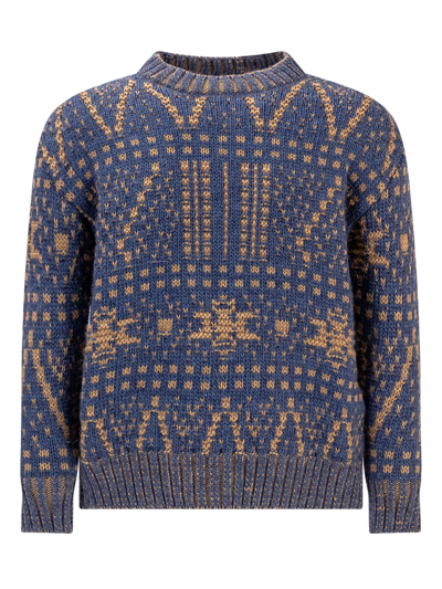 Shop Golden Goose Jacquard Sweater In Sea Storm