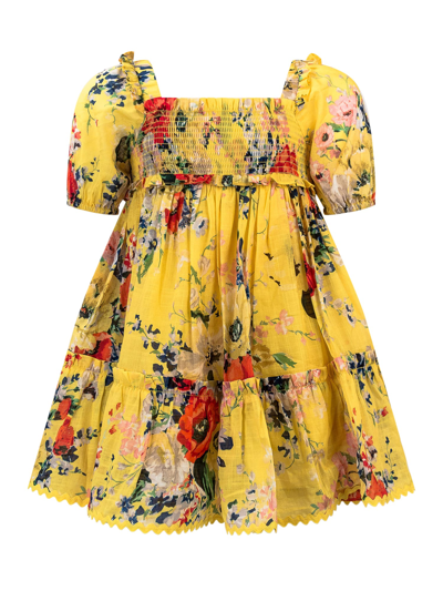 Shop Zimmermann Alight Dress In Yellow Floral