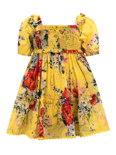 Shop Zimmermann Alight Dress In Yellow Floral