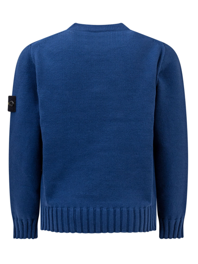 Shop Stone Island Junior Sweater With Logo In Bright Blue