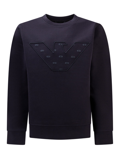 Shop Emporio Armani Sweatshirt With Logo In Blu Navy