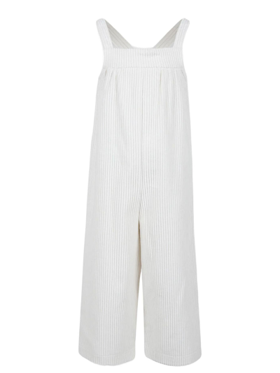 Shop Little Bear White Corduroy Dungarees In Bianco