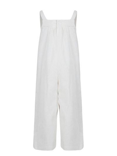 Shop Little Bear White Corduroy Dungarees In Bianco