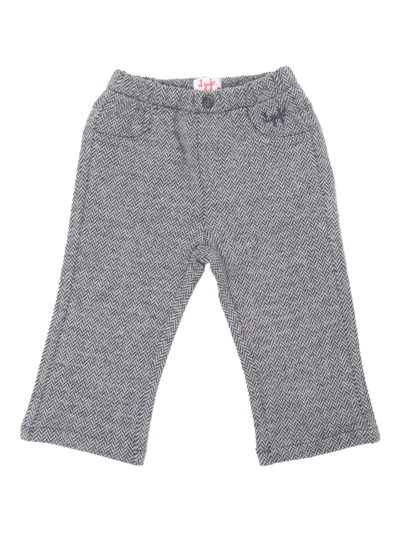 Shop Il Gufo Herringbone Cotton Trousers In Grey