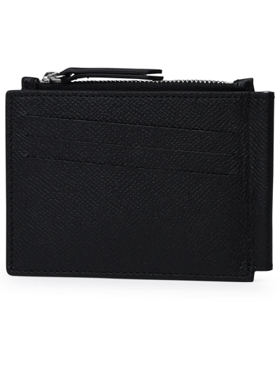 Shop Maison Margiela Four Striches Black Leather Wallet