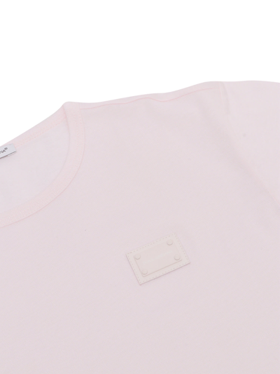 Shop Dolce & Gabbana Logo Plate T-shirt In Pink