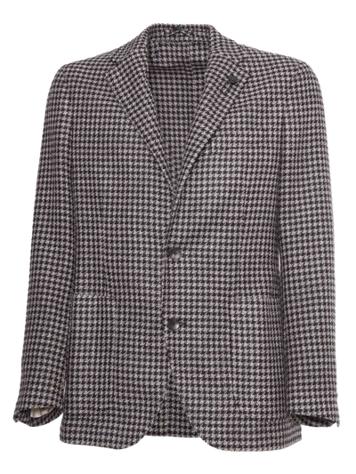 Lardini Houndstooth Jacket In Brown