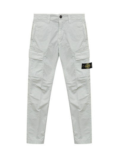 Shop Stone Island Junior Trousers With Logo In Pearl Grey