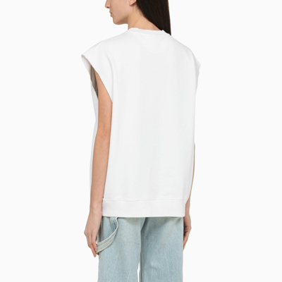 Shop Stella Mccartney White Cotton Over Vest With Logo In Bianco