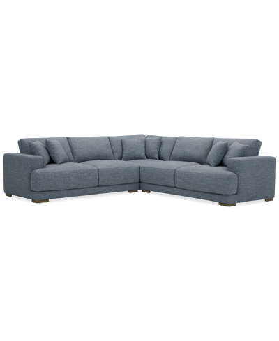 Macy's Closeout! Vasher 114" 3-pc. Fabric Sectional Sofa, Created For  In Sky