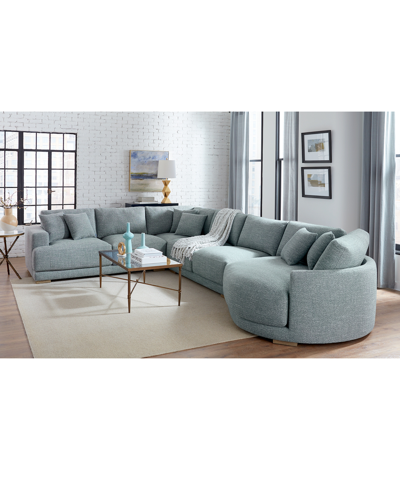 Macy's Closeout! Vasher 114" 3-pc. Fabric Sectional Sofa, Created For  In Sky